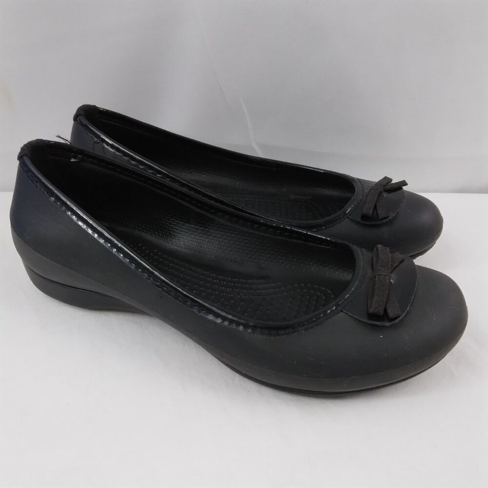 Crocs Lily Ballet Flats Black Shoes Slip On Comfort Women's Size 6